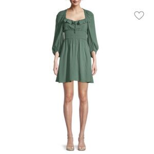NEW Betsey Johnson Ruffled Dot Jacquard Cocktail Mini Dress in Green Size Small